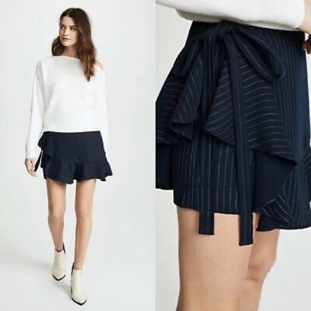 Cinq a Sept Luella Pinstripe Wrap Skort. Size 0.